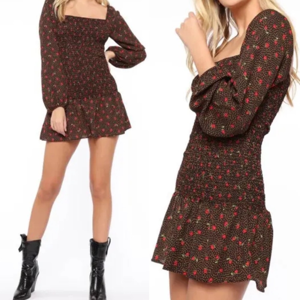 Emory Park Floral Polka Dot Smocked Dress